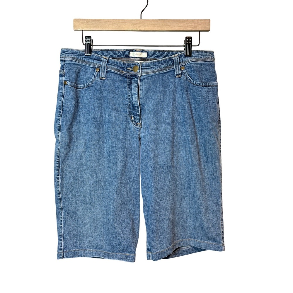 Christopher & Banks Blue Denim Shorts‎ Women 12 Bermuda Stretch Mid-Rise Casual